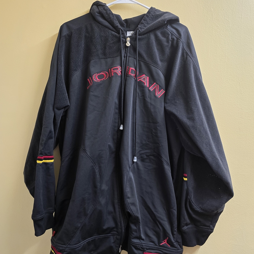 Nike Air Jordan Full Zip Hoodie Mens XXL Black Red Jumpman Logo